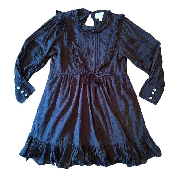 Cleobella Black Organic Cotton Ruffle Mini Dress Size Small 766F - Picture 2 of 13